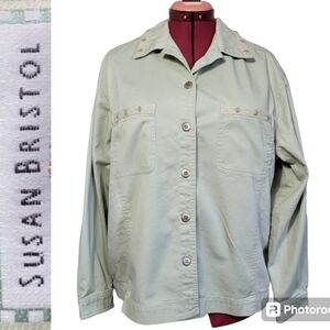 LG 100% Cotton Canvas Susan Bristol Floral Green Jacket